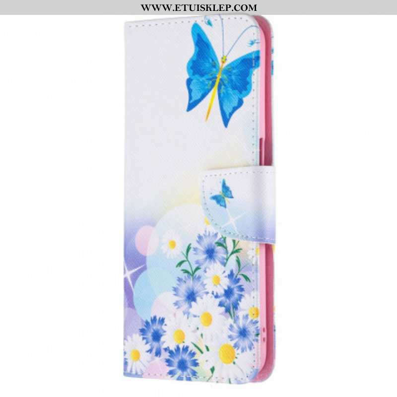 Etui Folio do Realme 8 5G Malowane Motyle I Kwiaty